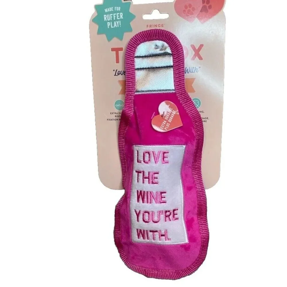 Valentine Dog Toy Love the Wine You’re With NWT Crinkle Pink Puppy Pet Gift